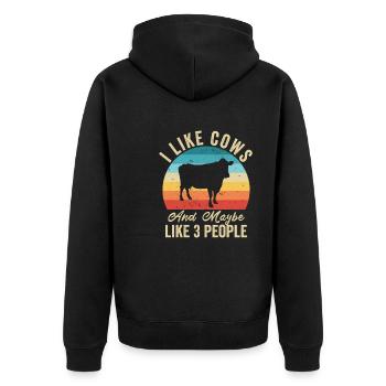 J'aime Les Vaches Humour Fermier Cadeau - Veste à capuche bio Premium Unisexe - noir - Dos - Nico (187cm)