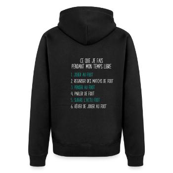 Foot Temps Libre Idée Cadeau Pour Footballeur - Veste à capuche bio Premium Unisexe - noir - Dos - Nico (187cm)