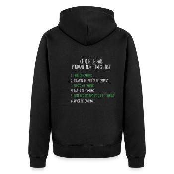 Camping Free time Gift idea for camper - Unisex Premium Organic Zip Hoodie - black - Back - Nico (187cm)