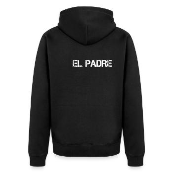 El Padre Gift For Spanish Dad Humor - Unisex Premium Organic Zip Hoodie - black - Back - Nico (187cm)
