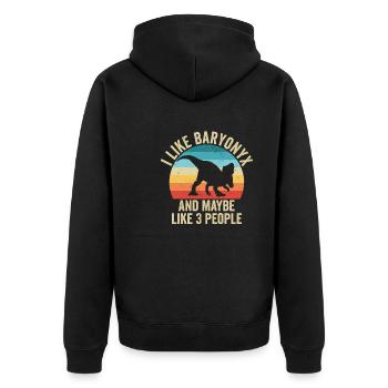 Ich mag The Baryonyx Gift Humor Dinosaurier - Unisex Premium Bio Zip Hoodie - Schwarz - Hinten - Nico (187cm)