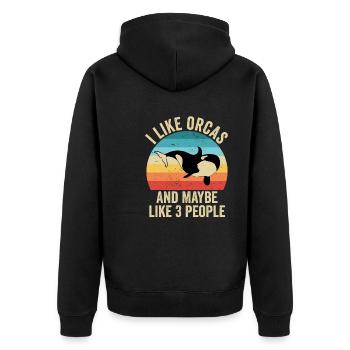 J'aime Les Orques Cadeau Drole Baleine Tueuse - Veste à capuche bio Premium Unisexe - noir - Dos - Nico (187cm)