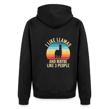 I love The Llamas Gift Humor Animals - Unisex Premium Organic Zip Hoodie - black - Back - Nico (187cm)