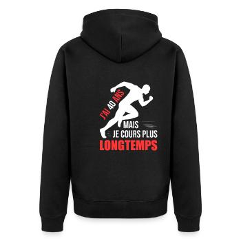 Running Cadeau Anniversaire 40 Ans Humour Coureur - Veste à capuche bio Premium Unisexe - noir - Dos - Nico (187cm)