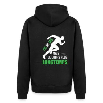 Running Cadeau Anniversaire 50 Ans Humour Coureur - Veste à capuche bio Premium Unisexe - noir - Dos - Nico (187cm)