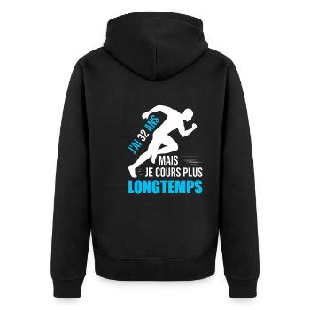 Running Cadeau Anniversaire 32 Ans Humour Coureur - Veste à capuche bio Premium Unisexe - noir - Dos - Nico (187cm)