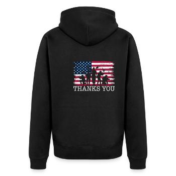 Support for former U.S. Patriot soldiers - Unisex Premium Organic Zip Hoodie - black - Back - Nico (187cm)