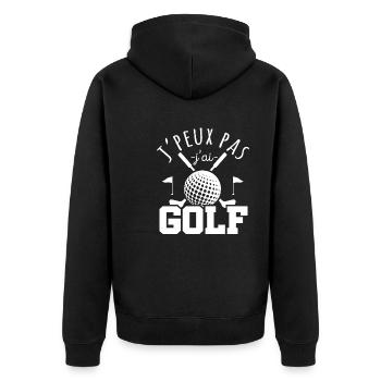 Ich kann nicht haben Golfgeschenk Golfer Humor - Unisex Premium Bio Zip Hoodie - Schwarz - Hinten - Nico (187cm)
