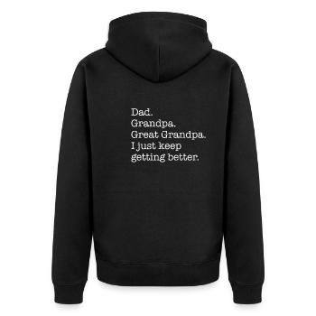 Urgroßvater und Vintage-Geschenk - Unisex Premium Bio Zip Hoodie - Schwarz - Hinten - Nico (187cm)