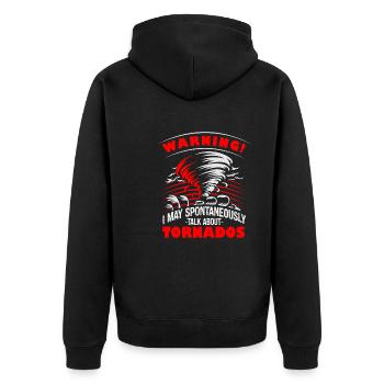 Attention can talk about tornadoes humor - Unisex Premium Organic Zip Hoodie - black - Back - Nico (187cm)