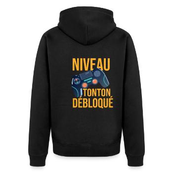 Futur Tonton Gamer Annonce Grossesse Oncle - Veste à capuche bio Premium Unisexe - noir - Dos - Nico (187cm)