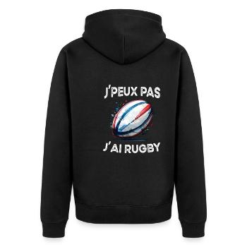 J'peux Pas J'ai Rugby Drôle Rugbyman Humour Design - Veste à capuche bio Premium Unisexe - noir - Dos - Nico (187cm)