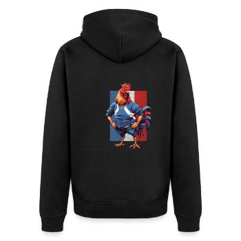 Maillot Rugby France Coq Homme Français 2023 - Veste à capuche bio Premium Unisexe - noir - Dos - Nico (187cm)