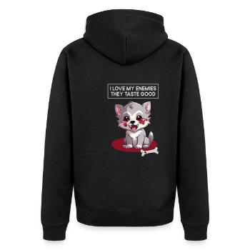 J'aime Mes Ennemies Humour Sarcasme Loup - Veste à capuche bio Premium Unisexe - noir - Dos - Nico (187cm)