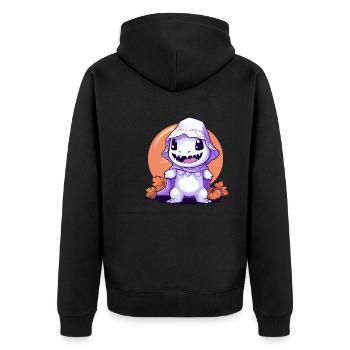 Ghost Dinosaur Halloween Kawaii Gift - Unisex Premium Organic Zip Hoodie - black - Back - Nico (187cm)