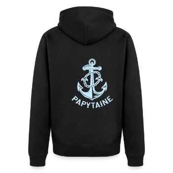 Papytaine Du Navire Papy Capitaine Bateau Marin - Veste à capuche bio Premium Unisexe - noir - Dos - Nico (187cm)