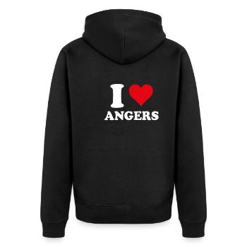 Ich liebe Angers Geschenktourismus - Unisex Premium Bio Zip Hoodie - Schwarz - Hinten - Nico (187cm)