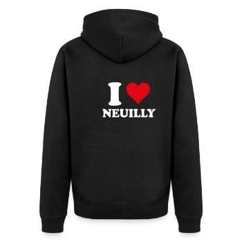 I Love Neuilly-sur-Seine Gift Tourism - Unisex Premium Organic Zip Hoodie - black - Back - Nico (187cm)