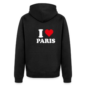I Love Paris Cadeau Tourisme - Veste à capuche bio Premium Unisexe - noir - Dos - Nico (187cm)