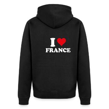 I Love France Coeur Cadeau Français Française - Veste à capuche bio Premium Unisexe - noir - Dos - Nico (187cm)