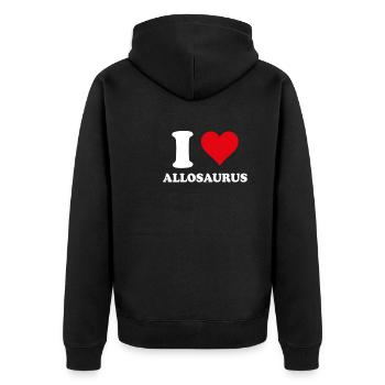 I like Allosaurus Paleontology Dinosaur - Unisex Premium Organic Zip Hoodie - black - Back - Nico (187cm)