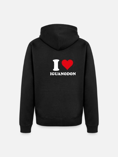 I Love Iguanodon Paleontology Dinosaur - Unisex Premium Organic Zip Hoodie - black