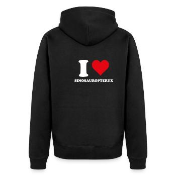 J'aime Sinosauropteryx Paléontologie Dinosaure - Veste à capuche bio Premium Unisexe - noir - Dos - Nico (187cm)