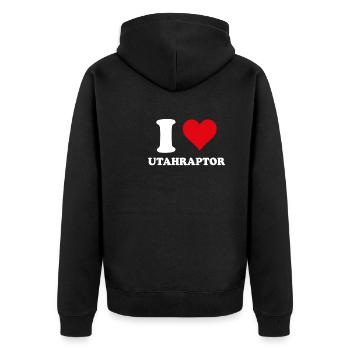 J'aime Utahraptor Paléontologie Dinosaure - Veste à capuche bio Premium Unisexe - noir - Dos - Nico (187cm)
