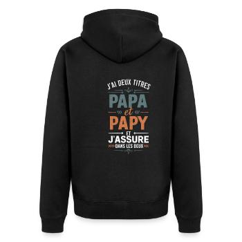 Vatertagsgeschenk - Papa und Opa Cooler Humor - Unisex Premium Bio Zip Hoodie - Schwarz - Hinten - Nico (187cm)