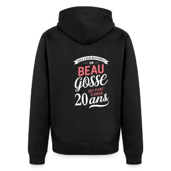 A handsome 20 year old funny birthday gift - Unisex Premium Organic Zip Hoodie - black - Back - Nico (187cm)