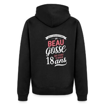 Un Beau Gosse De 18 Ans Cadeau Anniversaire Drôle - Veste à capuche bio Premium Unisexe - noir - Dos - Nico (187cm)