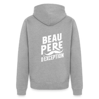 Beau Père D'Exception Idée Cadeau Fête Des Pères - Veste à capuche bio Premium Unisexe - gris chiné - Dos - Nico (187cm)