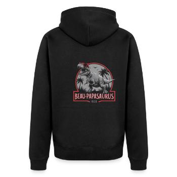 Handsome Papasaurus Rex Gift Stepfather Dinosaur - Unisex Premium Organic Zip Hoodie - black - Back - Nico (187cm)