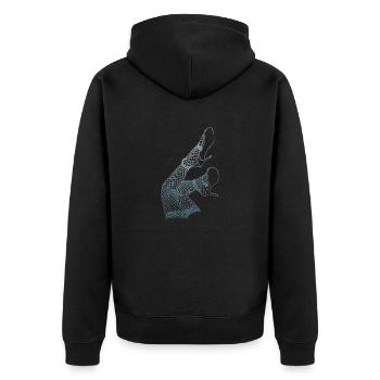 Halterlose Strümpfe 01 - Stockings 01 - Unisex Premium Bio Zip Hoodie - Schwarz - Hinten - Nico (187cm)