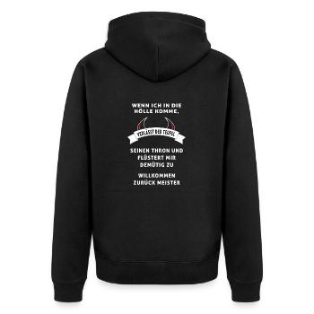 Teufel Meister - Unisex Premium Bio Zip Hoodie - Schwarz - Hinten - Nico (187cm)