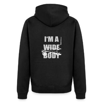 Flugzeug Widebody - Unisex Premium Bio Zip Hoodie - Schwarz - Hinten - Nico (187cm)
