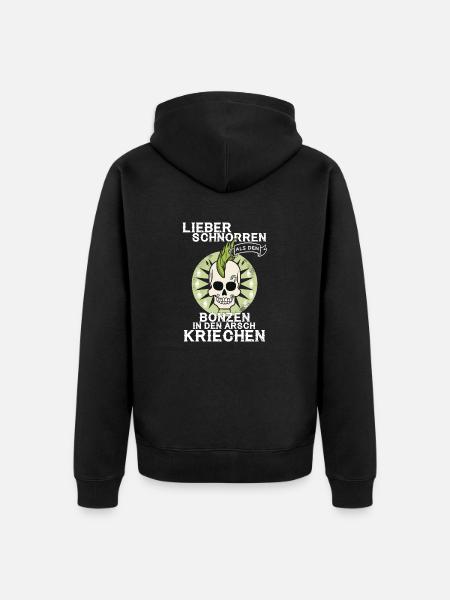 PUNK - Arsch kriechen - Unisex Premium Bio Zip Hoodie - Schwarz