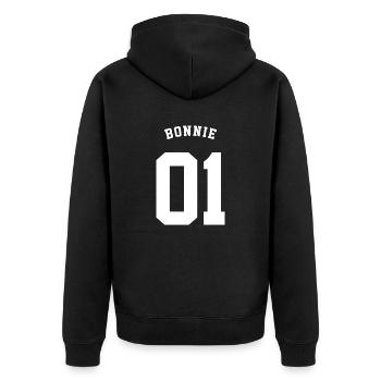BONNIE - Unisex Premium Bio Zip Hoodie - Schwarz - Hinten - Nico (187cm)