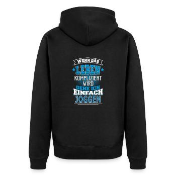 JOGGEN - Unisex Premium Bio Zip Hoodie - Schwarz - Hinten - Nico (187cm)