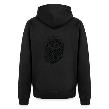 Hello Summer - Unisex Premium Organic Zip Hoodie - black - Back - Nico (187cm)