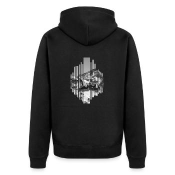 Pinnacle en noir et blanc - Veste à capuche bio Premium Unisexe - noir - Dos - Nico (187cm)