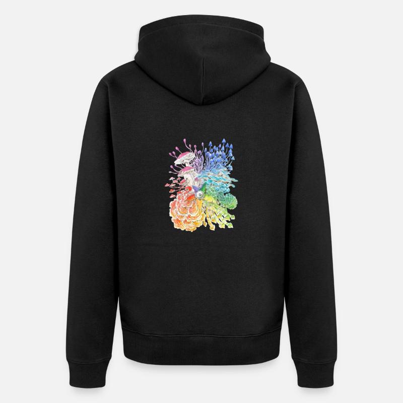 Champignons arc-en-ciel / diversité - Veste à capuche bio Premium Unisexe - noir