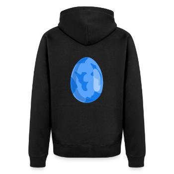 Osterei Blau gefärbt - Unisex Premium Bio Zip Hoodie - Schwarz - Hinten - Nico (187cm)
