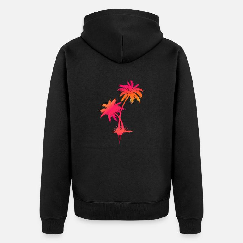 Palmier graffiti dans un style néon surf - Veste à capuche bio Premium Unisexe - noir