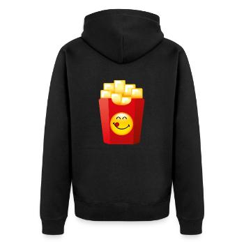 Smiley Chips - Unisex Premium Bio Zip Hoodie - Schwarz - Hinten - Nico (187cm)