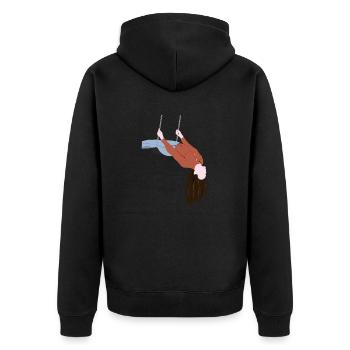 Mädchen auf Schaukel- Girl - Unisex Premium Bio Zip Hoodie - Schwarz - Hinten - Nico (187cm)