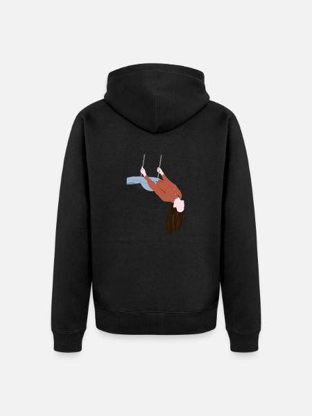 Fille sur balançoire - Veste à capuche bio Premium Unisexe - noir