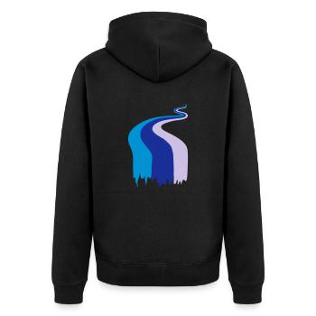 Farbfluss, Fluss, Flow, Fahne - Unisex Premium Bio Zip Hoodie - Schwarz - Hinten - Nico (187cm)