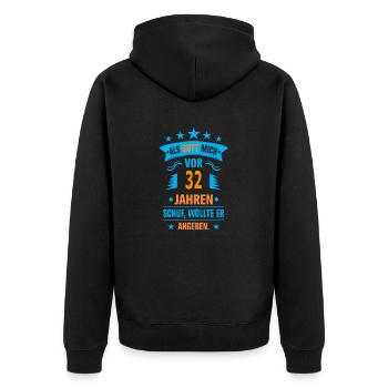 32 - Unisex Premium Bio Zip Hoodie - Schwarz - Hinten - Nico (187cm)