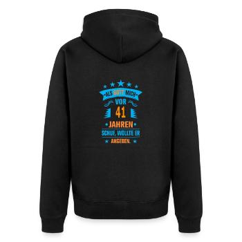 41 - Unisex Premium Bio Zip Hoodie - Schwarz - Hinten - Nico (187cm)